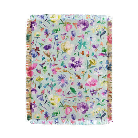 Ninola Design Blooming flowers spring Blue Throw Blanket