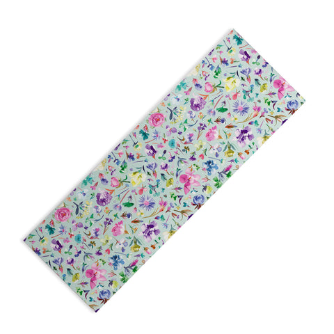 Ninola Design Blooming flowers spring Blue Yoga Mat