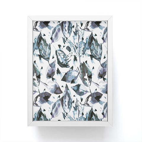 Ninola Design Blue autumn leaves Framed Mini Art Print