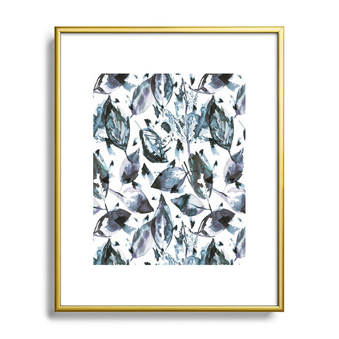 Ninola Design Blue autumn leaves Metal Framed Art Print