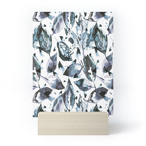 Ninola Design Blue autumn leaves Mini Art Print