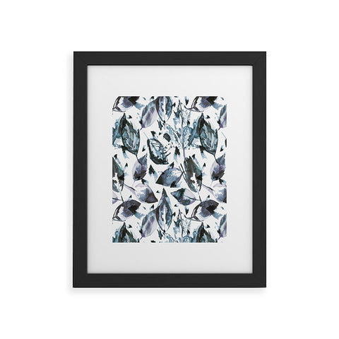 Ninola Design Blue autumn leaves Framed Art Print