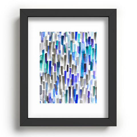 Ninola Design Blue brushstrokes painting stripes Recessed Framing Rectangle