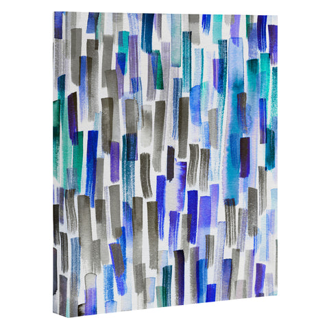 Ninola Design Blue brushstrokes painting stripes Art Canvas