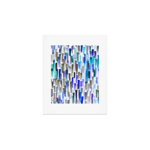 Ninola Design Blue brushstrokes painting stripes Art Print