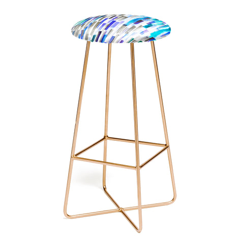 Ninola Design Blue brushstrokes painting stripes Bar Stool
