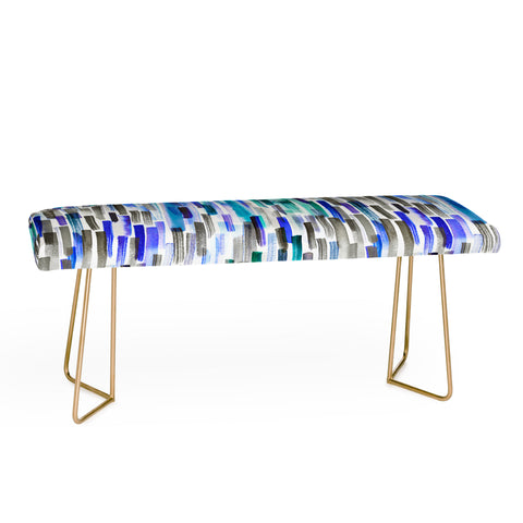 Ninola Design Blue brushstrokes painting stripes Bench