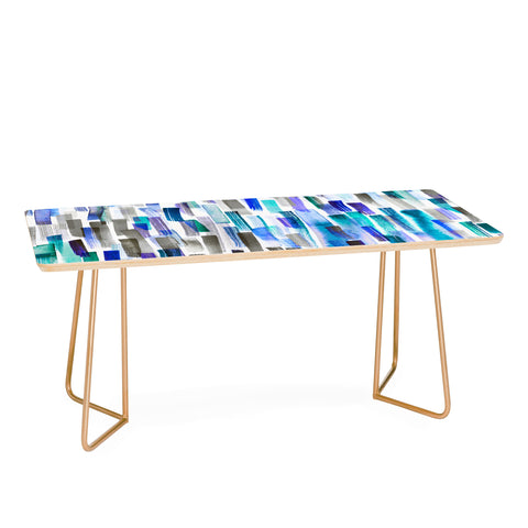 Ninola Design Blue brushstrokes painting stripes Coffee Table