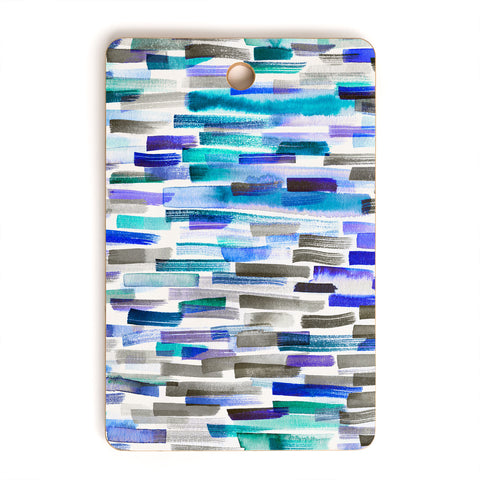 Ninola Design Blue brushstrokes painting stripes Cutting Board Rectangle