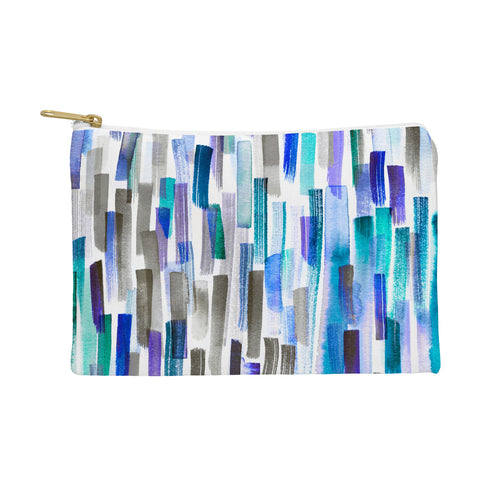 Ninola Design Blue brushstrokes painting stripes Pouch