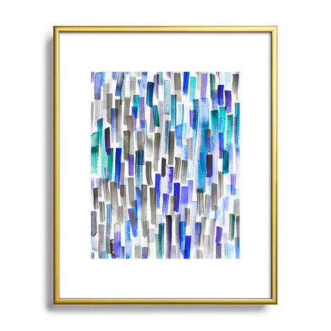 Ninola Design Blue brushstrokes painting stripes Metal Framed Art Print