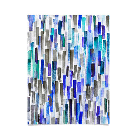 Ninola Design Blue brushstrokes painting stripes Poster