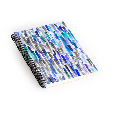 Ninola Design Blue brushstrokes painting stripes Spiral Notebook