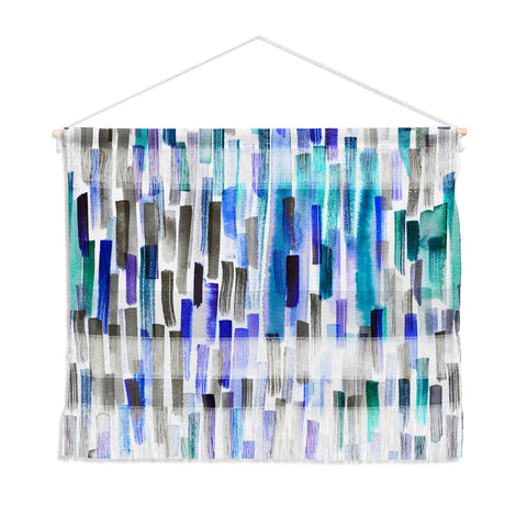 Ninola Design Blue brushstrokes painting stripes Wall Hanging Landscape