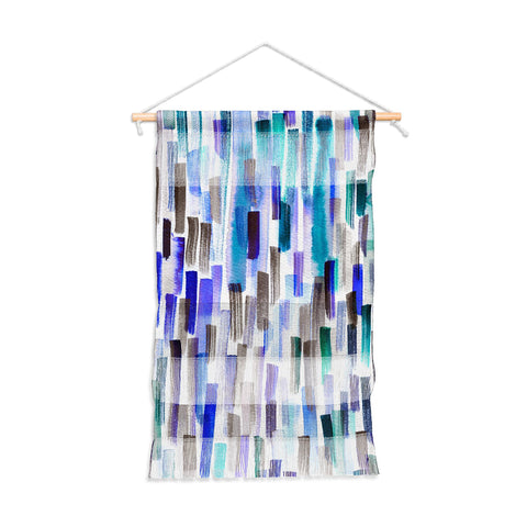 Ninola Design Blue brushstrokes painting stripes Wall Hanging Portrait