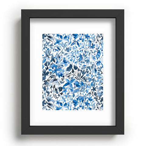 Ninola Design Blue flowers and plants ivy Recessed Framing Rectangle