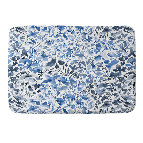 Ninola Design Blue flowers and plants ivy Memory Foam Bath Mat