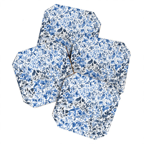 Ninola Design Blue flowers and plants ivy Coaster Set