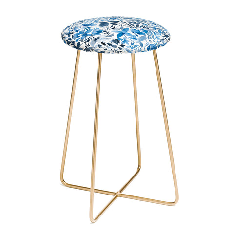 Ninola Design Blue flowers and plants ivy Counter Stool
