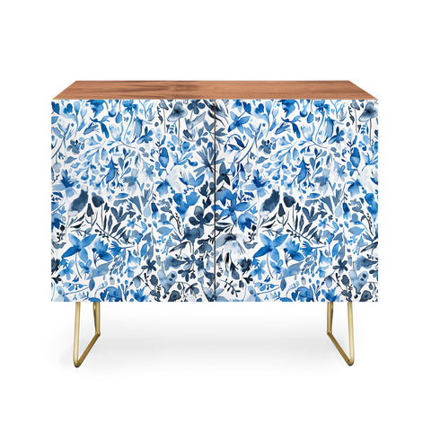 Ninola Design Blue flowers and plants ivy Credenza