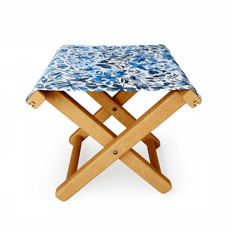Ninola Design Blue flowers and plants ivy Folding Stool