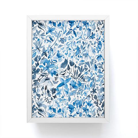 Ninola Design Blue flowers and plants ivy Framed Mini Art Print