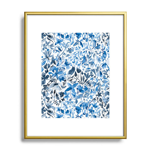 Ninola Design Blue flowers and plants ivy Metal Framed Art Print