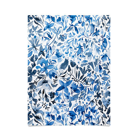 Ninola Design Blue flowers and plants ivy Poster