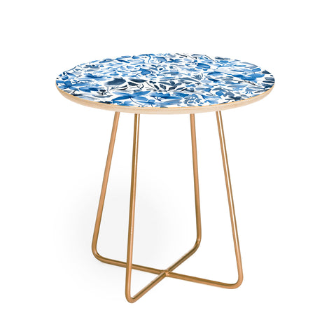 Ninola Design Blue flowers and plants ivy Round Side Table