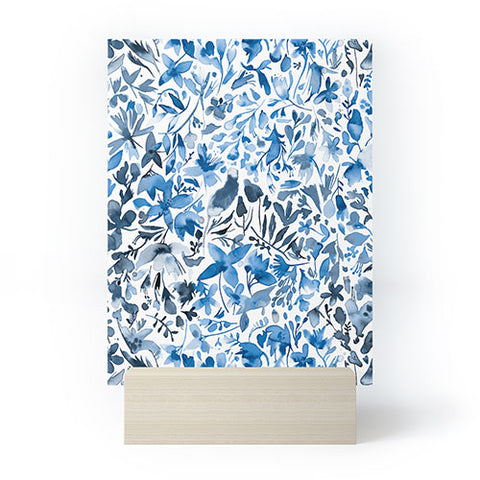 Ninola Design Blue flowers and plants ivy Mini Art Print