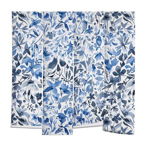 Ninola Design Blue flowers and plants ivy Wall Mural