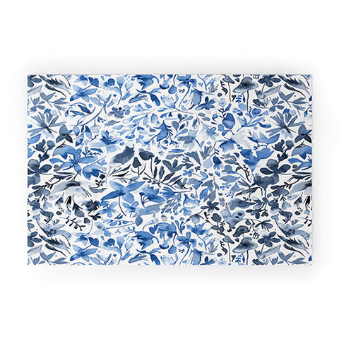 Ninola Design Blue flowers and plants ivy Welcome Mat