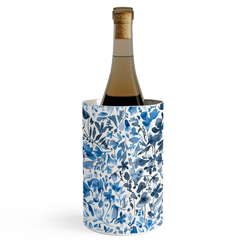 Ninola Design Blue flowers and plants ivy Wine Chiller