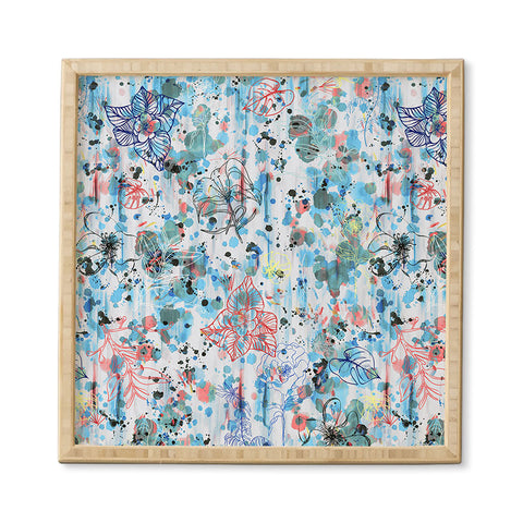 Ninola Design Blue Graffiti Flowers Framed Wall Art