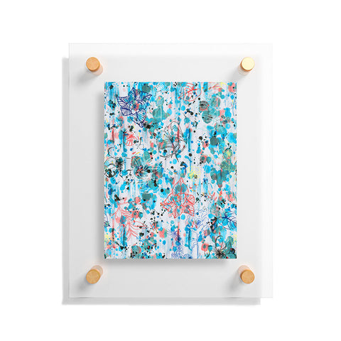 Ninola Design Blue Graffiti Flowers Floating Acrylic Print