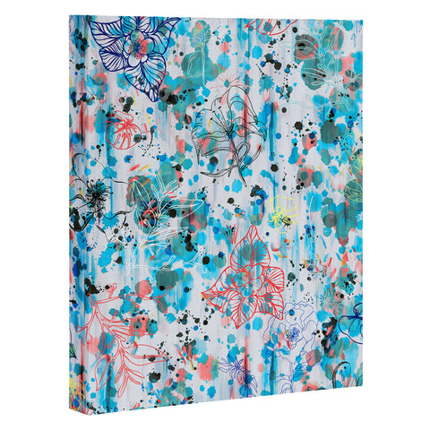 Ninola Design Blue Graffiti Flowers Art Canvas