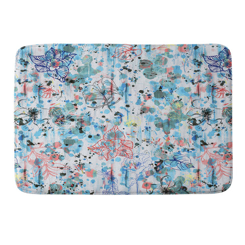 Ninola Design Blue Graffiti Flowers Memory Foam Bath Mat