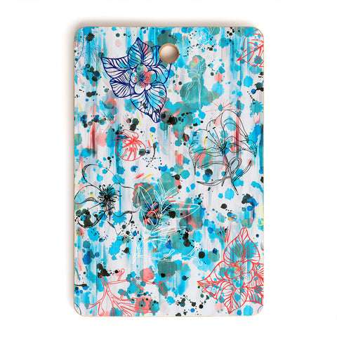 Ninola Design Blue Graffiti Flowers Cutting Board Rectangle