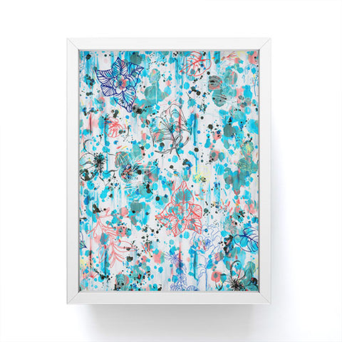 Ninola Design Blue Graffiti Flowers Framed Mini Art Print