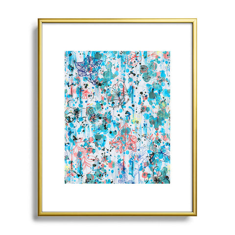 Ninola Design Blue Graffiti Flowers Metal Framed Art Print