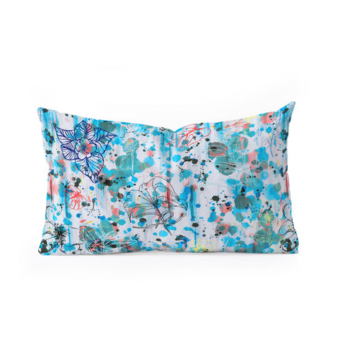 Ninola Design Blue Graffiti Flowers Oblong Throw Pillow