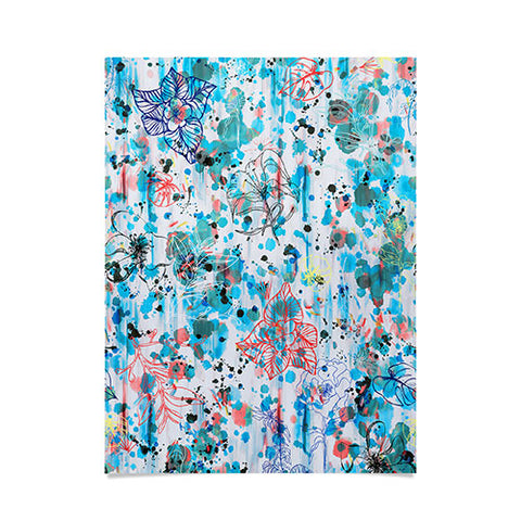 Ninola Design Blue Graffiti Flowers Poster