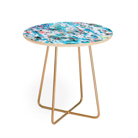 Ninola Design Blue Graffiti Flowers Round Side Table