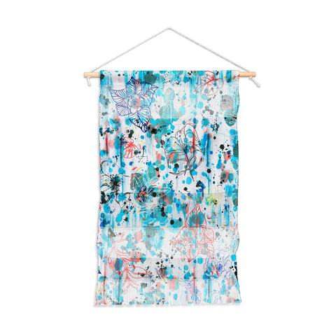 Ninola Design Blue Graffiti Flowers Wall Hanging Portrait