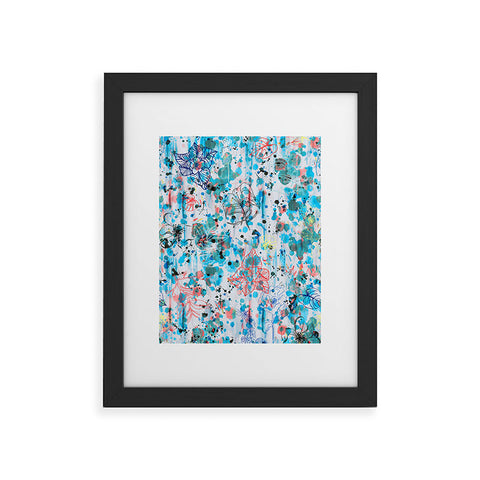 Ninola Design Blue Graffiti Flowers Framed Art Print