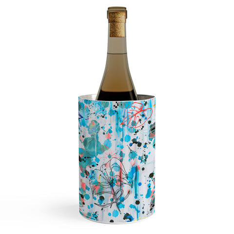 Ninola Design Blue Graffiti Flowers Wine Chiller
