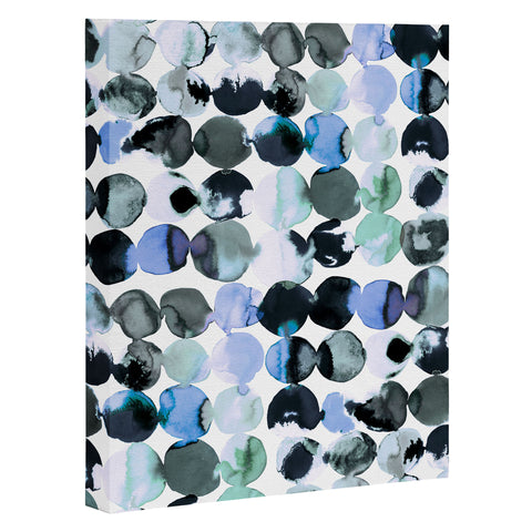 Ninola Design Blue Gray Ink Dots Art Canvas