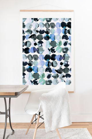 Ninola Design Blue Gray Ink Dots Art Print And Hanger
