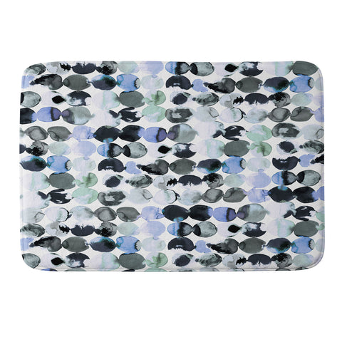 Ninola Design Blue Gray Ink Dots Memory Foam Bath Mat