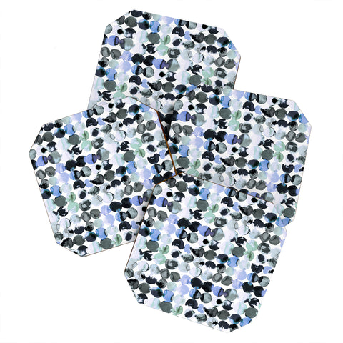 Ninola Design Blue Gray Ink Dots Coaster Set